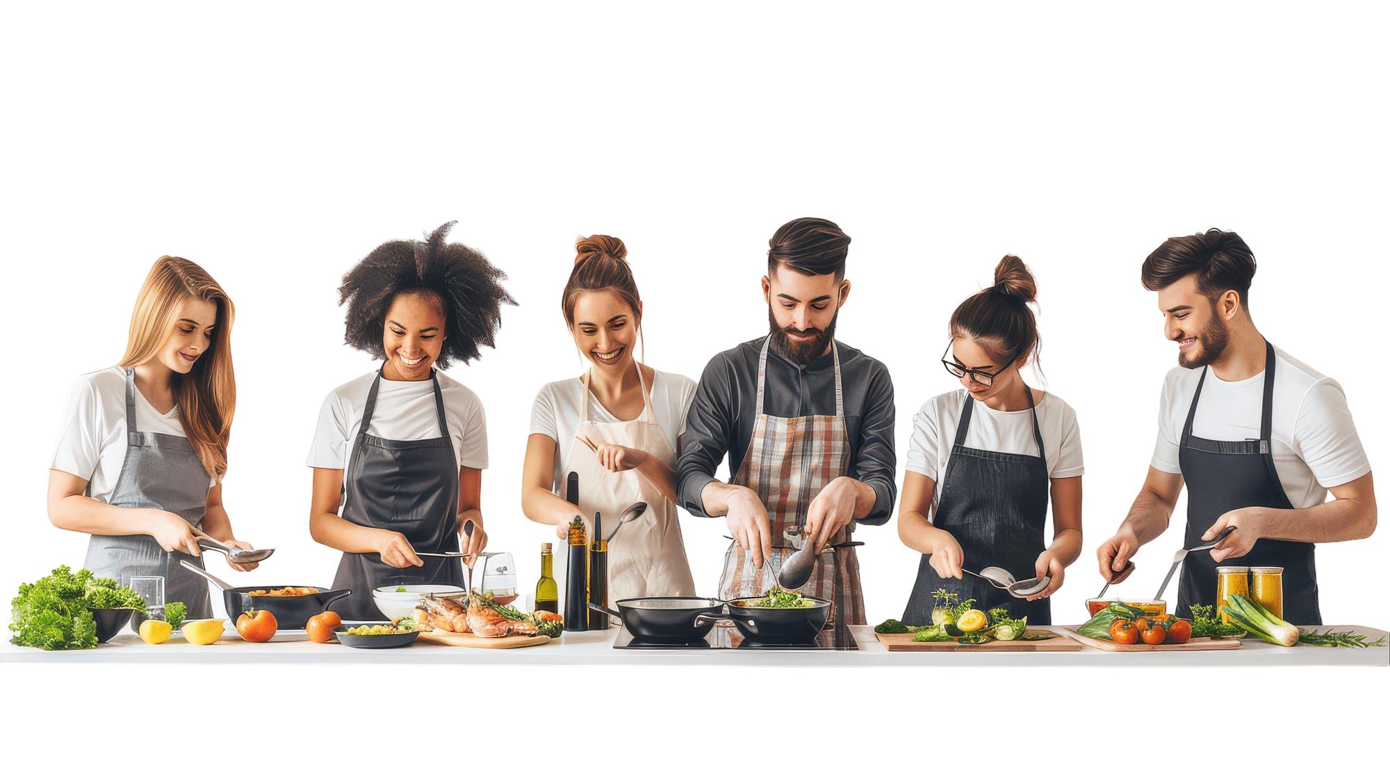 Chef teaching small group in kitchen